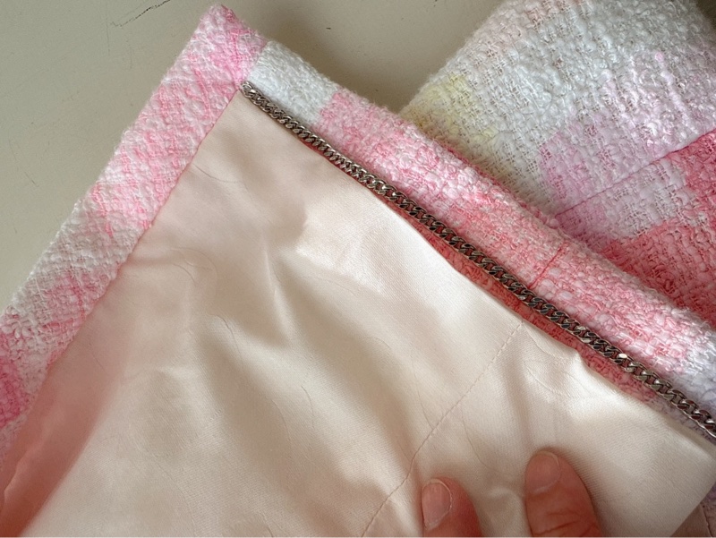 CHANEL 23S粉白格子短版外套 40碼-8