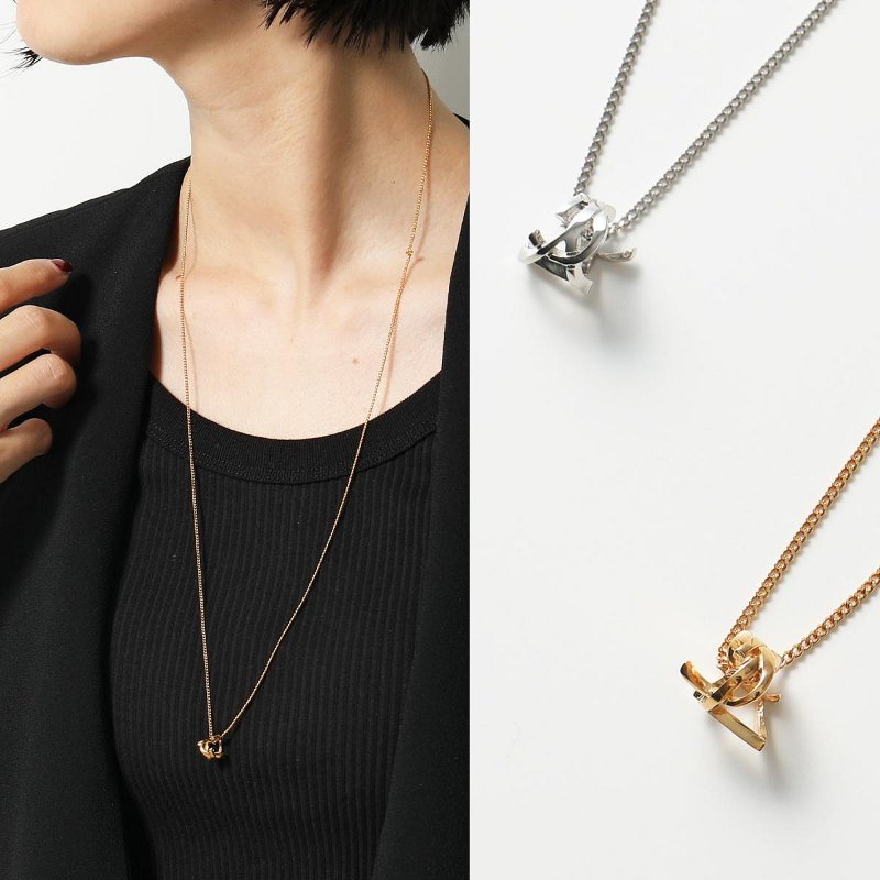 💎Han's house精品服飾💎SAINT LAURENT 聖羅蘭 YSL 金屬 項鏈 義大利製 現貨 原價14000-3