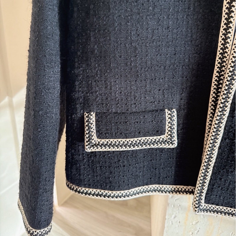 Celine 黑色滾邊小香風羊毛外套 36碼-1