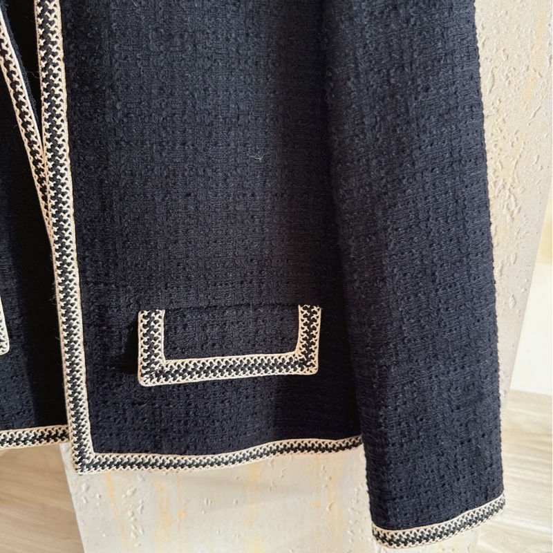 Celine 黑色滾邊小香風羊毛外套 36碼-2