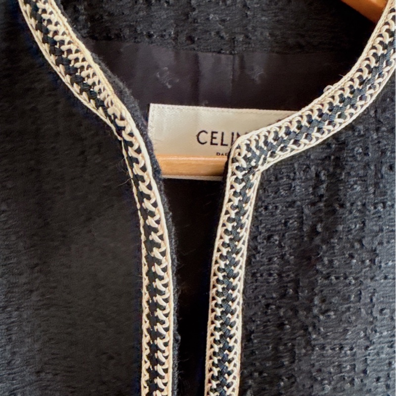 Celine 黑色滾邊小香風羊毛外套 36碼-5