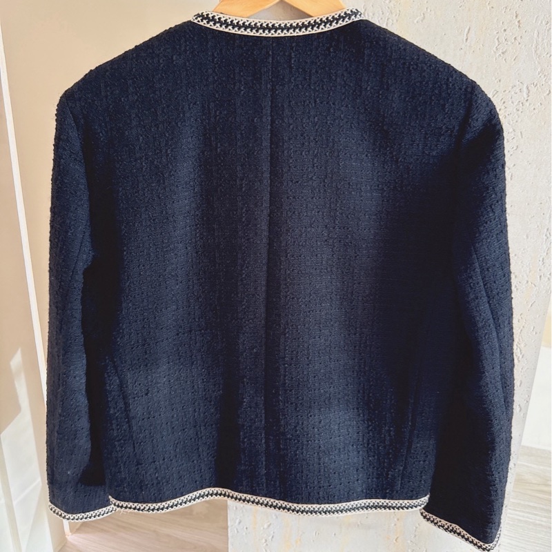 Celine 黑色滾邊小香風羊毛外套 36碼-6