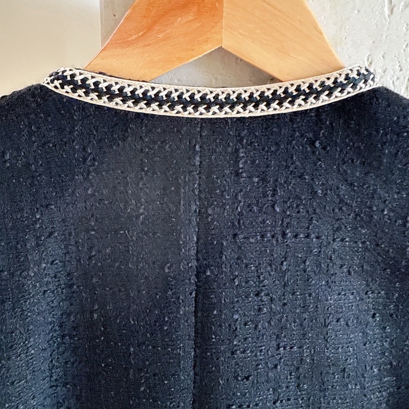 Celine 黑色滾邊小香風羊毛外套 36碼-7