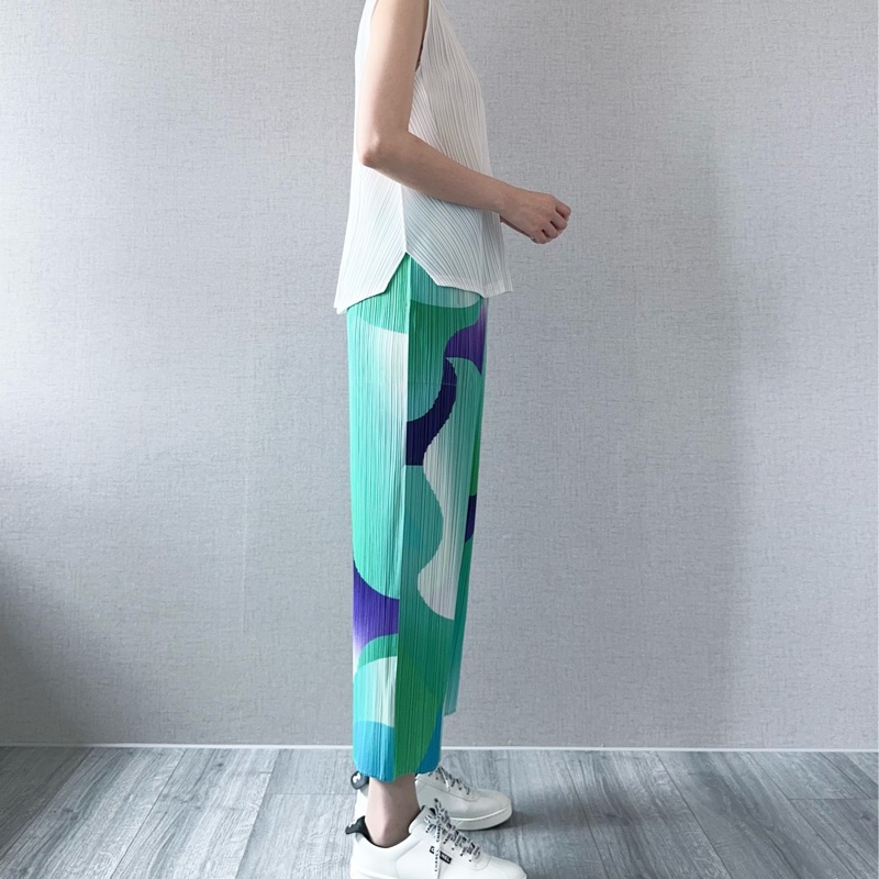 三宅一生 PLEATS PLEASE 夕顏花絮 寬管九分褲-2