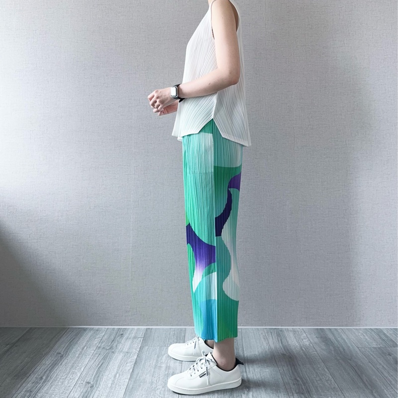 三宅一生 PLEATS PLEASE 夕顏花絮 寬管九分褲-3