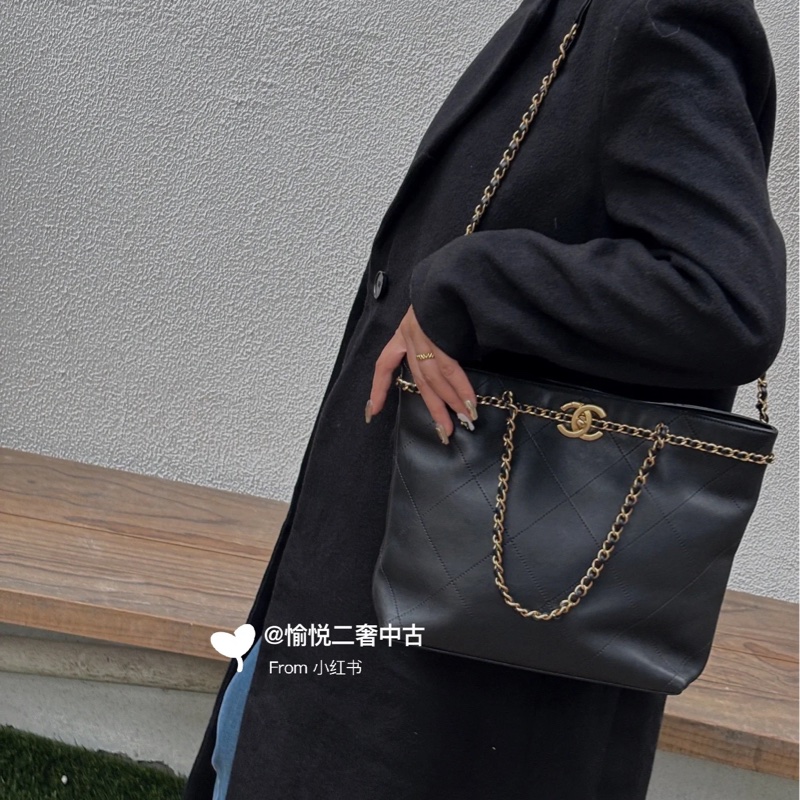 Chanel Tote Bag 黑牛皮手提肩背包-0