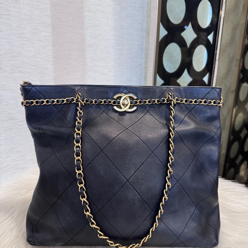 Chanel Tote Bag 黑牛皮手提肩背包-1
