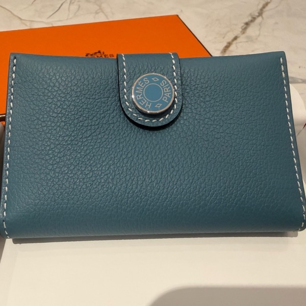 全新Hermes R.M.S 牛仔藍 珐瑯卡包-0