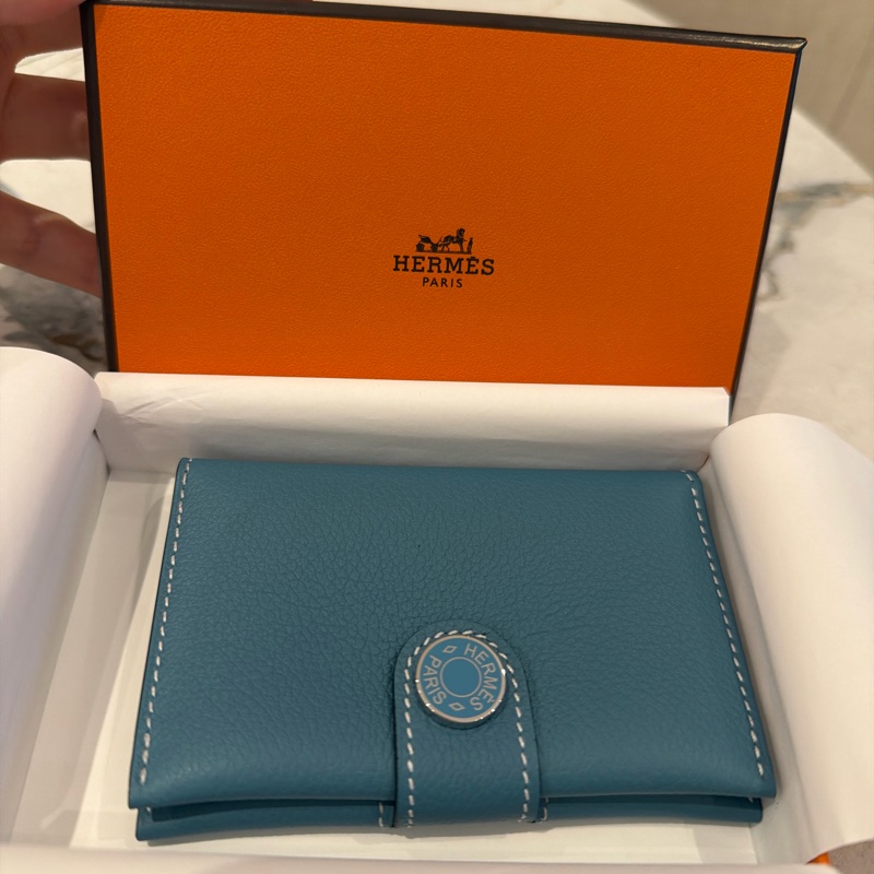 全新Hermes R.M.S 牛仔藍 珐瑯卡包-4