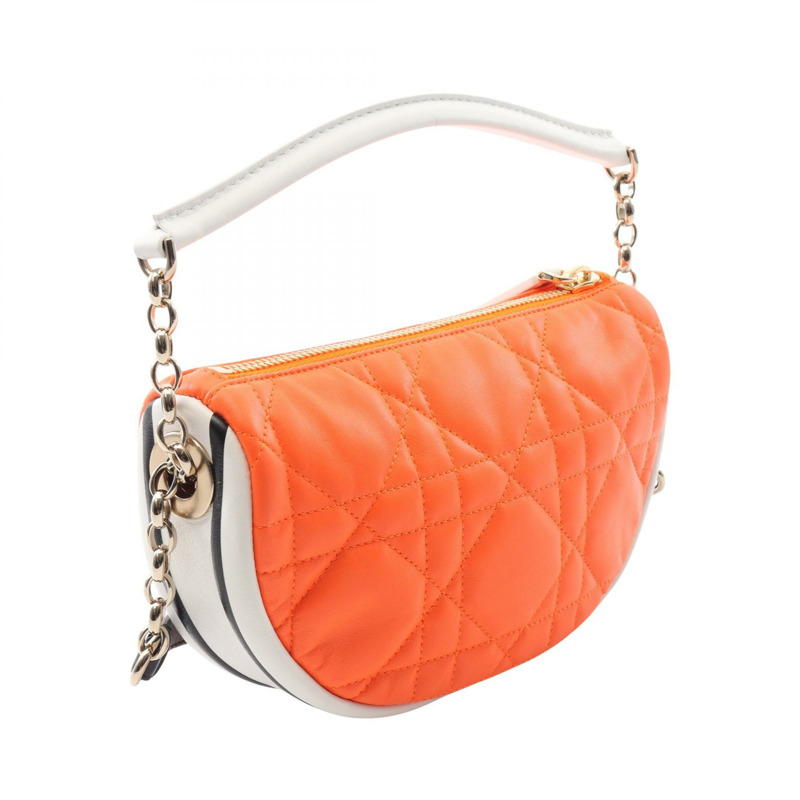 Christian Dior Vibe 小號 Hobo 肩背包 皮革 橘色 白色 二手 女士-1