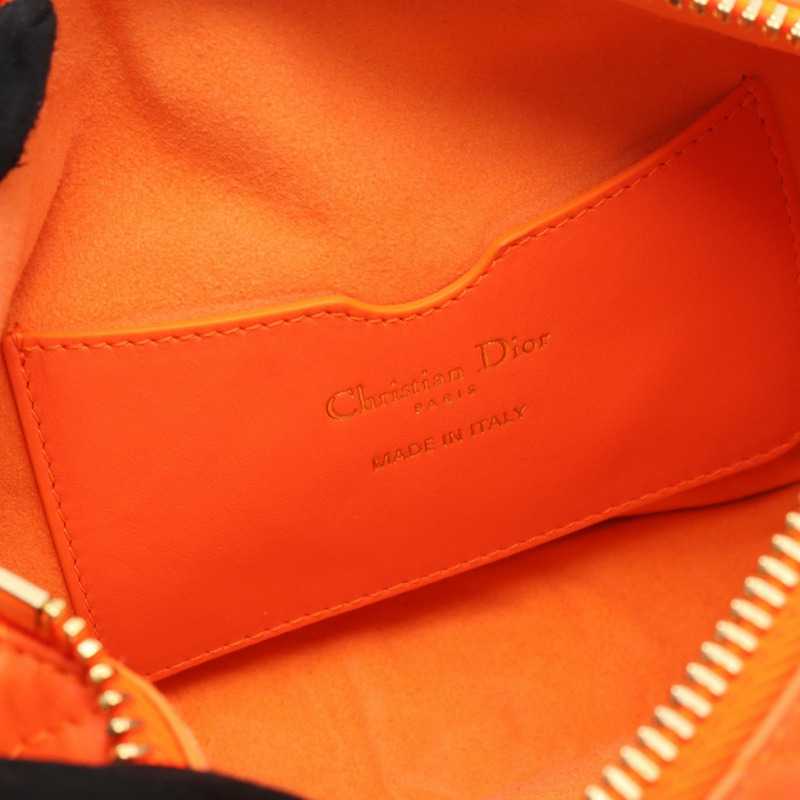 Christian Dior Vibe 小號 Hobo 肩背包 皮革 橘色 白色 二手 女士-3