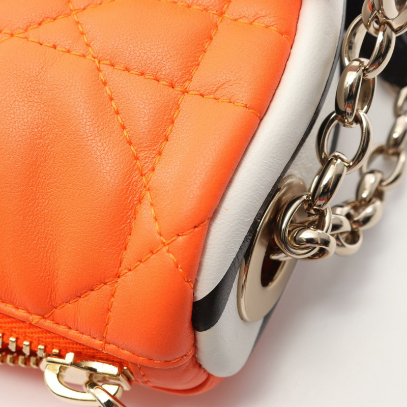 Christian Dior Vibe 小號 Hobo 肩背包 皮革 橘色 白色 二手 女士-4