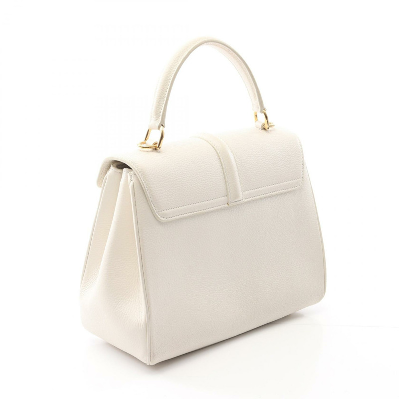 CELINE 16 小型單肩手提包 188003BEY 白色皮革 二手 女士-1