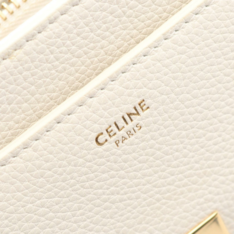 CELINE 16 小型單肩手提包 188003BEY 白色皮革 二手 女士-3