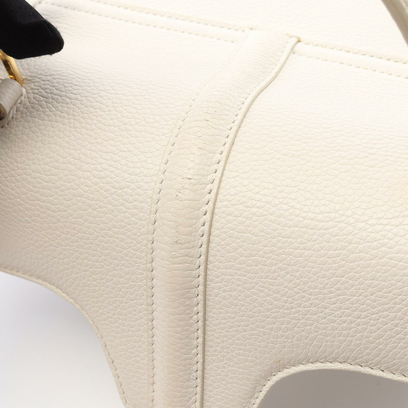 CELINE 16 小型單肩手提包 188003BEY 白色皮革 二手 女士-7