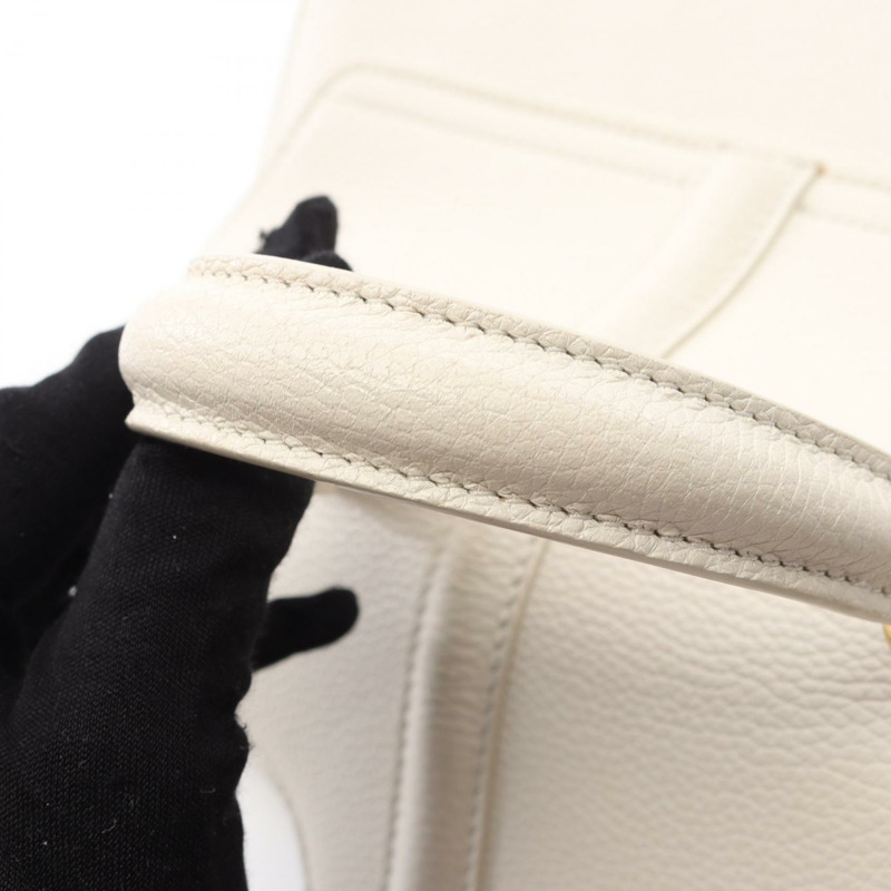 CELINE 16 小型單肩手提包 188003BEY 白色皮革 二手 女士-8