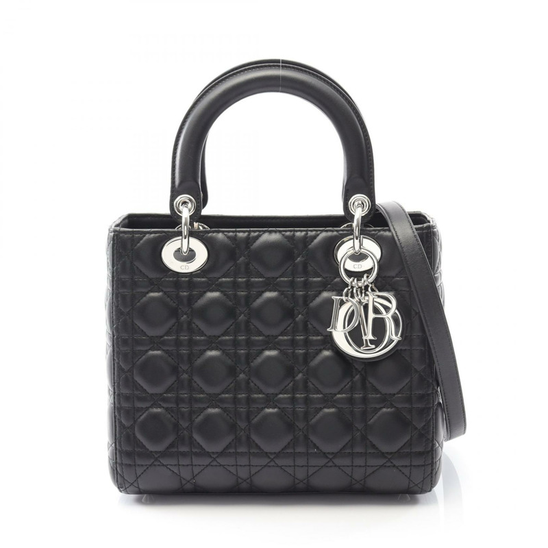 Dior LADY DIOR Cannage 肩背包 M0565BNGE-M900 黑色皮革 二手 女士-0