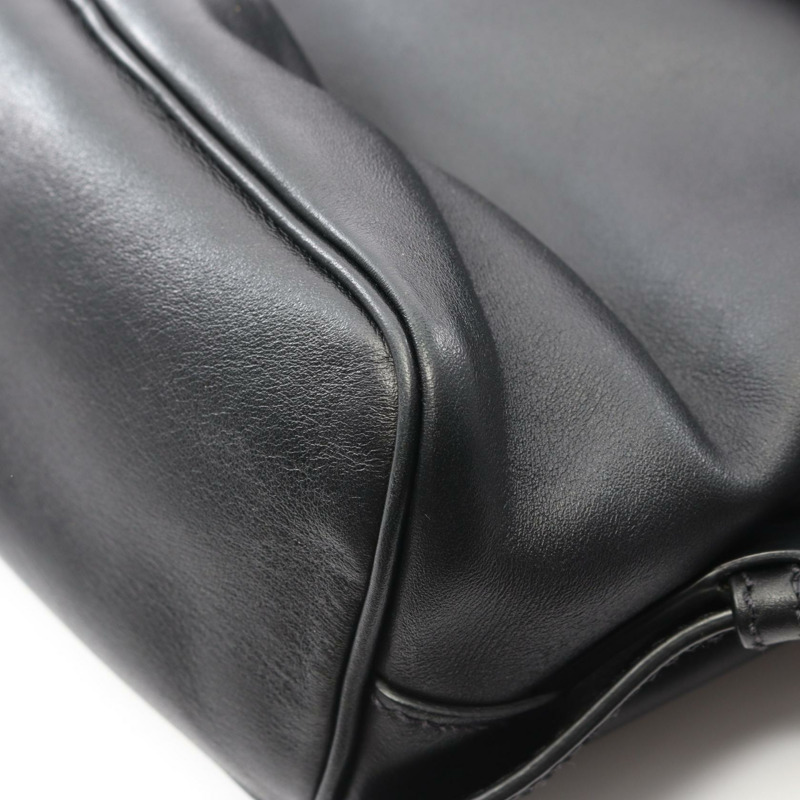 PRADA 三角形標誌背包背包 1BZ080 皮革黑色二手女士標誌-5