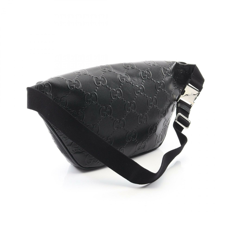 GUCCI GG 壓花腰包斜背包 645093 皮革黑色二手男女通用-1