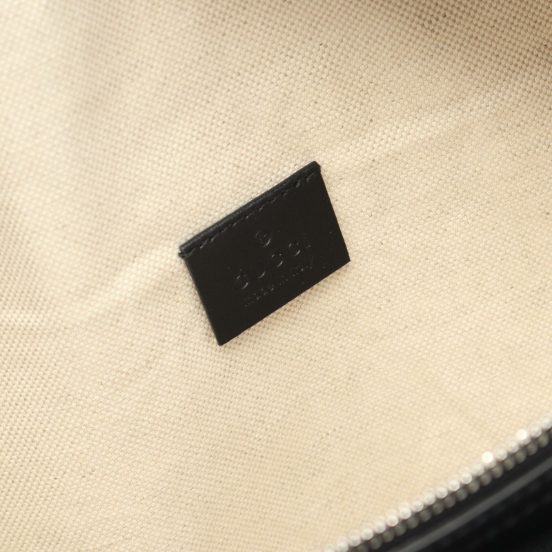 GUCCI GG 壓花腰包斜背包 645093 皮革黑色二手男女通用-3