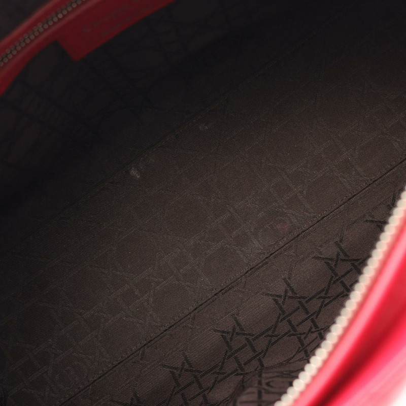 Christian Dior Lady Dior 大型 Cannage 單肩背包,紅色皮革,二手女款-4