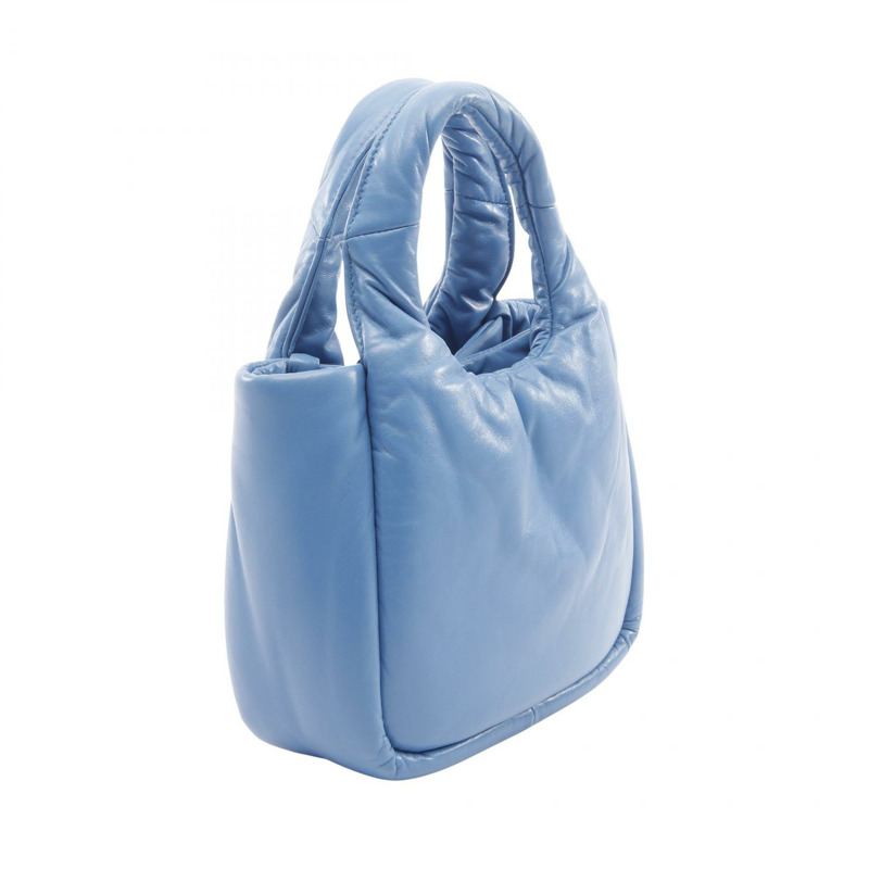 PRADA 加墊單肩斜背包 手提包 1BA359 皮革 藍色 二手 女士 標誌-1