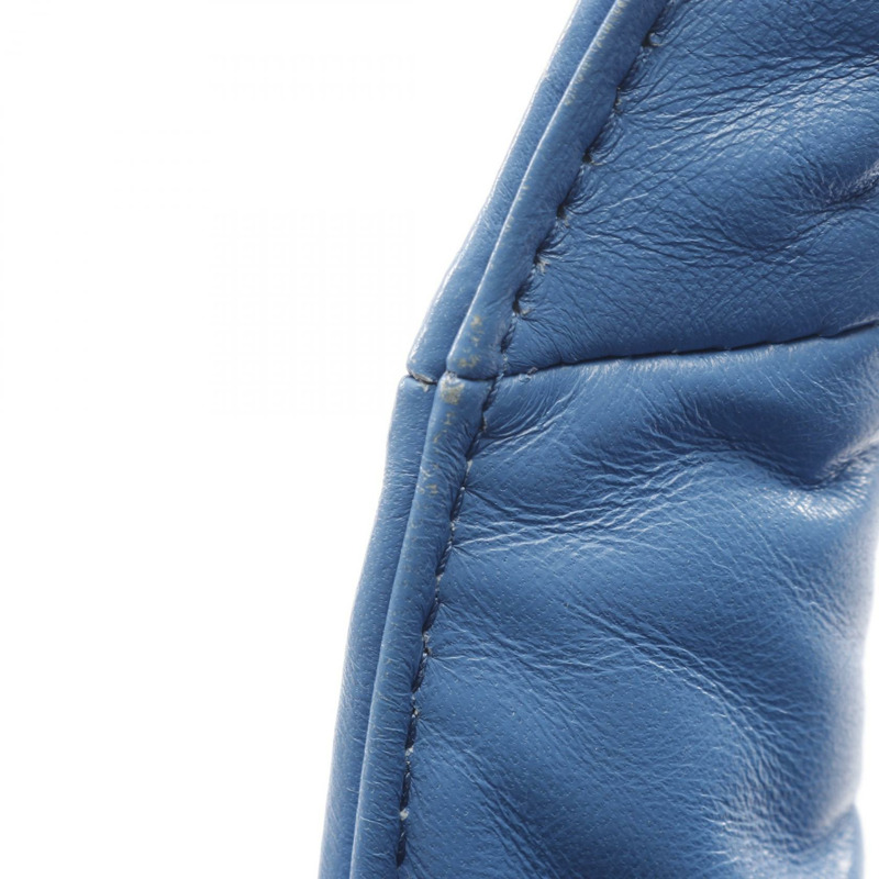 PRADA 加墊單肩斜背包 手提包 1BA359 皮革 藍色 二手 女士 標誌-5