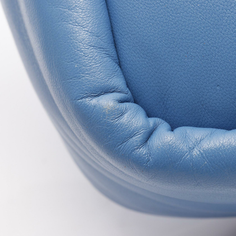 PRADA 加墊單肩斜背包 手提包 1BA359 皮革 藍色 二手 女士 標誌-7