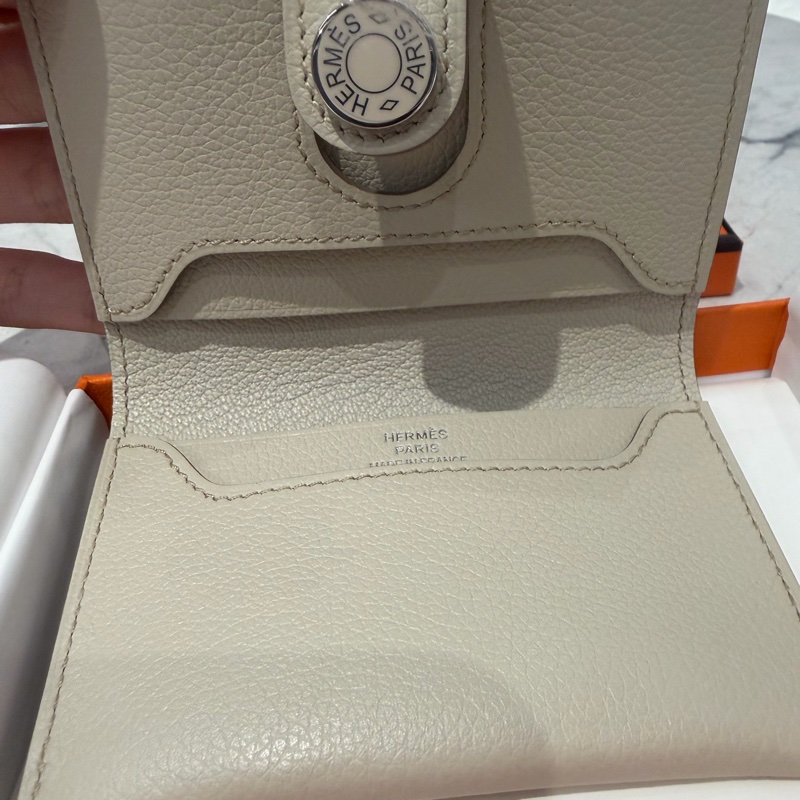 全新Hermes R.M.S冰川白 珐瑯卡包-2