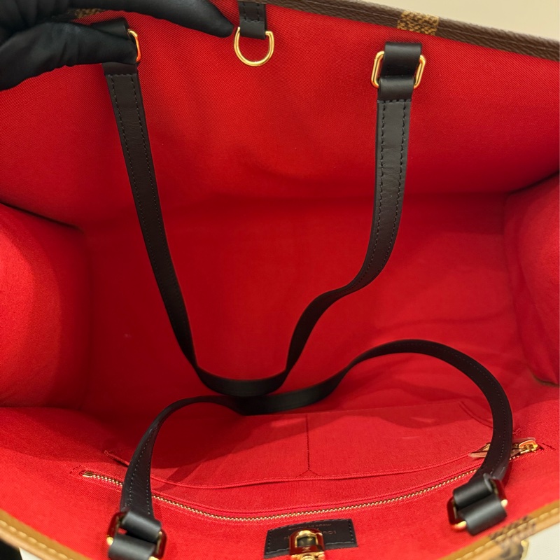 （極新全配）louis vuitton onthego Gm lv雙色拼接帆布托特肩背包-2