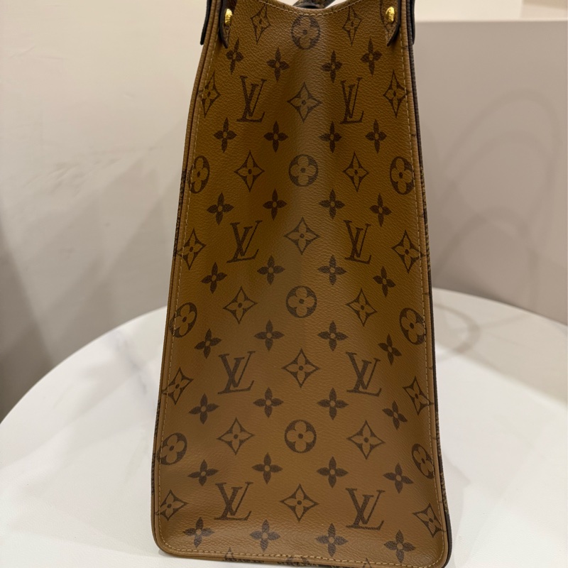 （極新全配）louis vuitton onthego Gm lv雙色拼接帆布托特肩背包-6