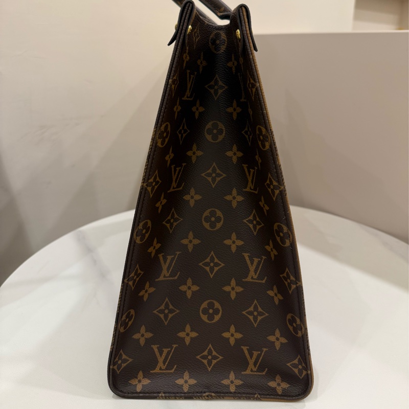 （極新全配）louis vuitton onthego Gm lv雙色拼接帆布托特肩背包-7