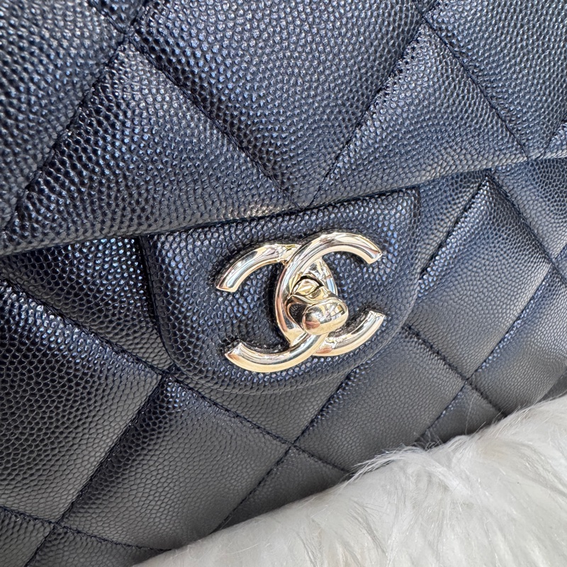 Chanel Kelly 黑淡金荔枝皮手提斜背 25S 近全新-7