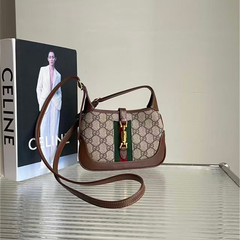 GUCCI/古馳 Jackie 1961金色鎖扣老花滿印可拆卸延長肩帶,尺寸:19*13-0