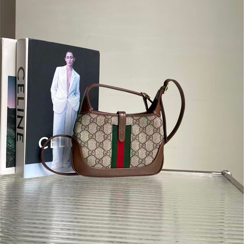 GUCCI/古馳 Jackie 1961金色鎖扣老花滿印可拆卸延長肩帶,尺寸:19*13-1