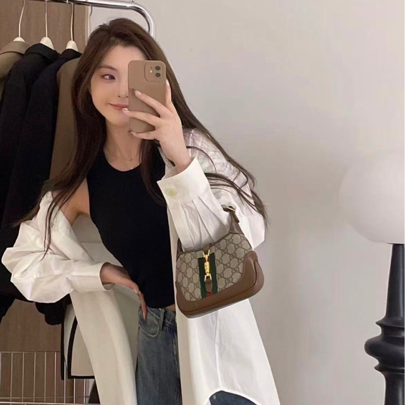 GUCCI/古馳 Jackie 1961金色鎖扣老花滿印可拆卸延長肩帶,尺寸:19*13-7