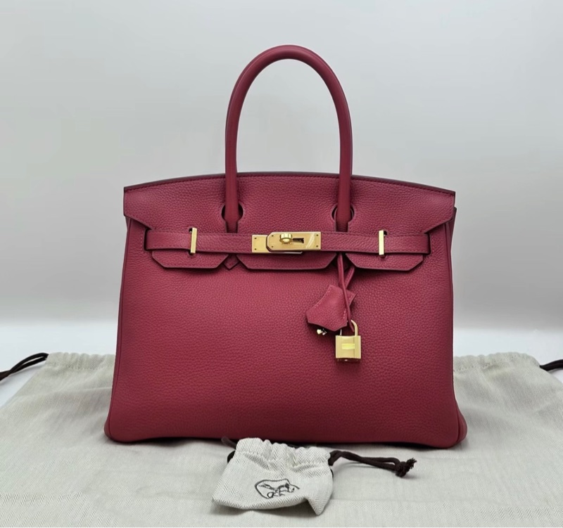 98新🩷HERMES 國旗紅 金扣 birkin 30 Y刻-0