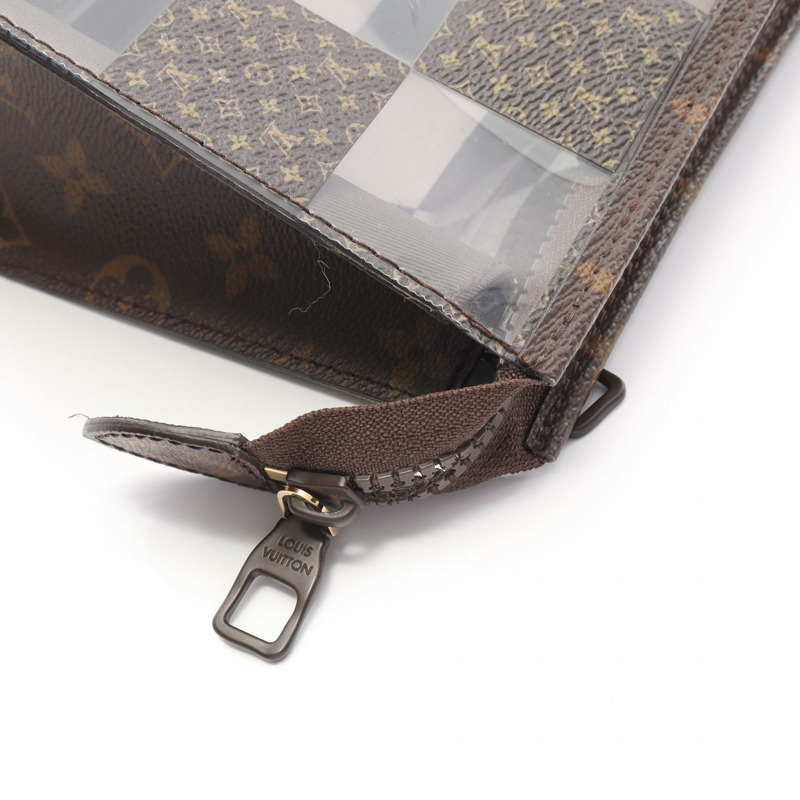 LOUIS VUITTON 直立式手拿包 M81588 Monogram Chess 帆布棕色二手 LV-5
