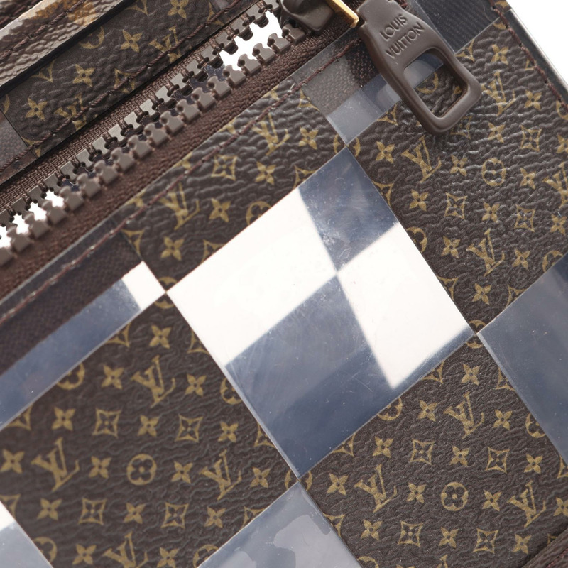 LOUIS VUITTON 直立式手拿包 M81588 Monogram Chess 帆布棕色二手 LV-8