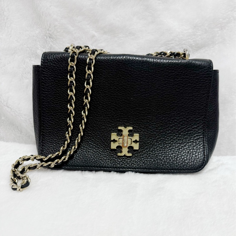 ❤️尋找愛它的主人❤️Tory Burch黑金旋轉扣鏈條斜背包 肩背包 woc-0