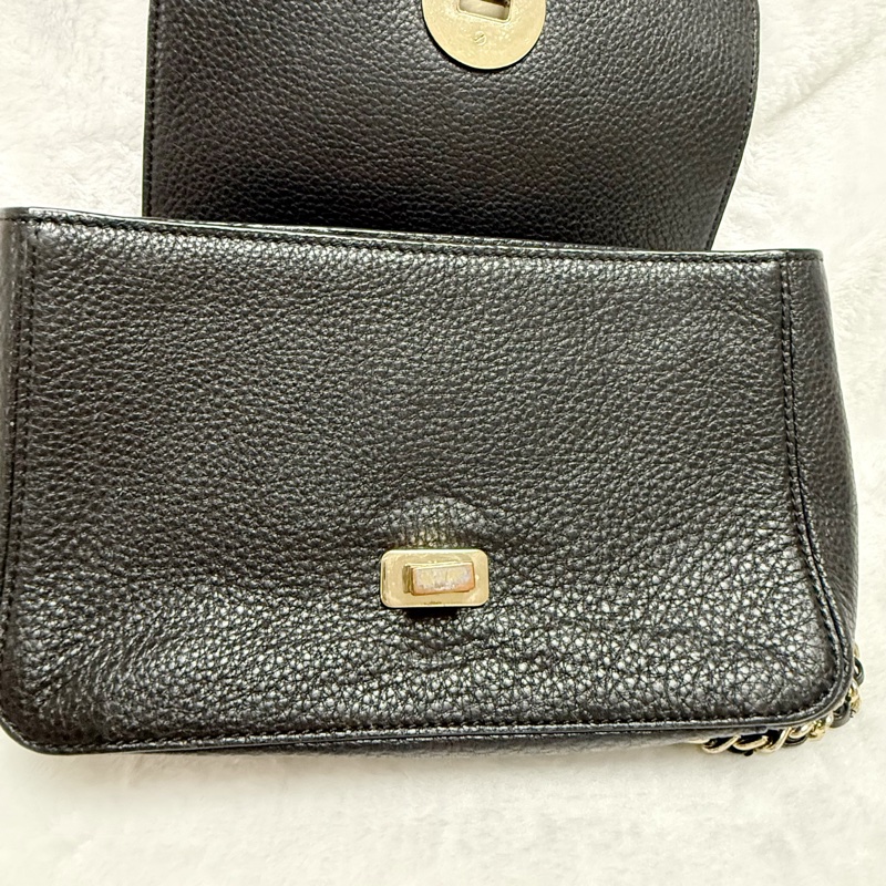 ❤️尋找愛它的主人❤️Tory Burch黑金旋轉扣鏈條斜背包 肩背包 woc-1