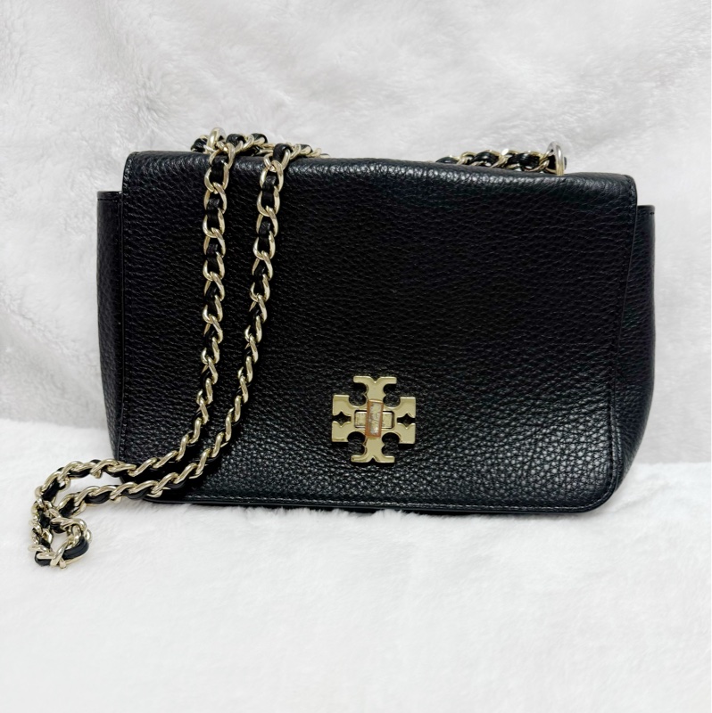 ❤️尋找愛它的主人❤️Tory Burch黑金旋轉扣鏈條斜背包 肩背包 woc-5