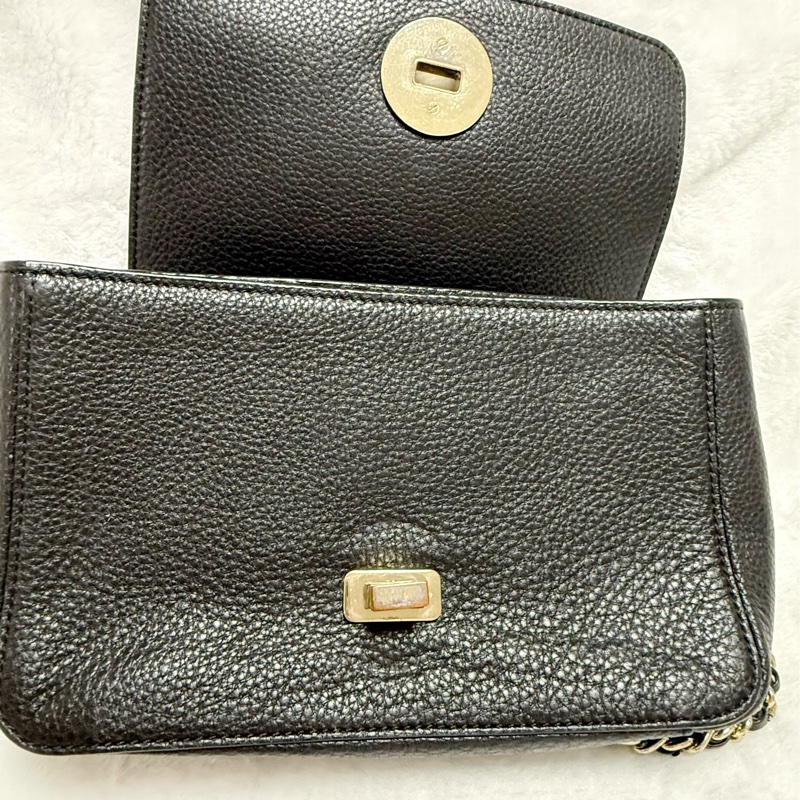 ❤️尋找愛它的主人❤️Tory Burch黑金旋轉扣鏈條斜背包 肩背包 woc-6