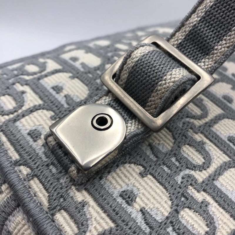 DIOR/迪奧灰色刺繡化妝盒子包，成色95新，尺寸24*14*18CM，拉鍊開合，包身空間大-17