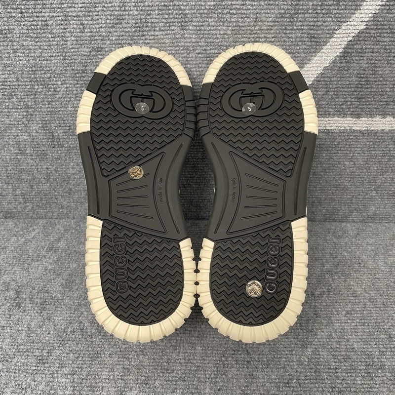 Gucci 古馳 白色皮面黑條紋web厚底板鞋 39碼-2