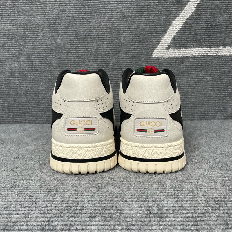 Gucci 古馳 白色皮面黑條紋web厚底板鞋 39碼-8