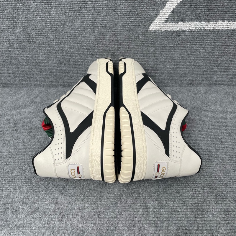 Gucci 古馳 白色皮面黑條紋web厚底板鞋 39碼-9