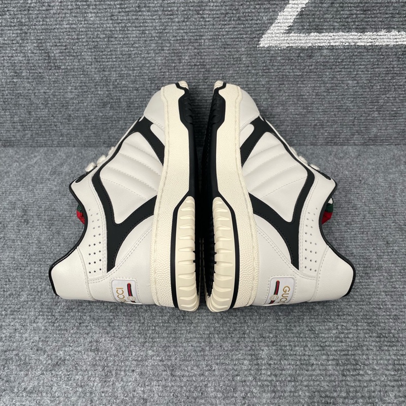 Gucci 古馳 白色皮面黑條紋web厚底板鞋 39碼-13