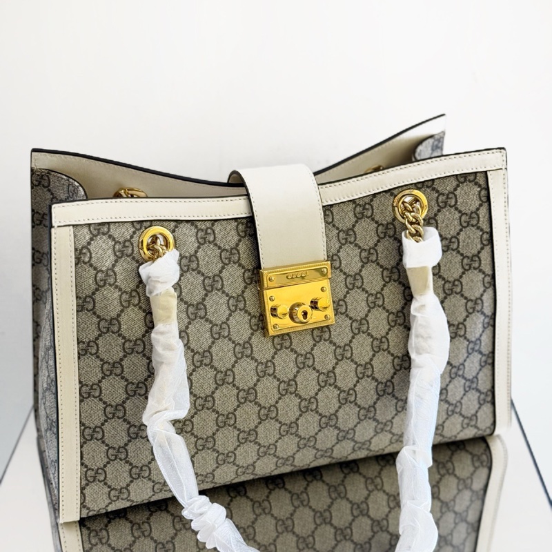 【閒置新】GUCCI/古馳 Padlock系列中號 鏈條包 白金配色-0