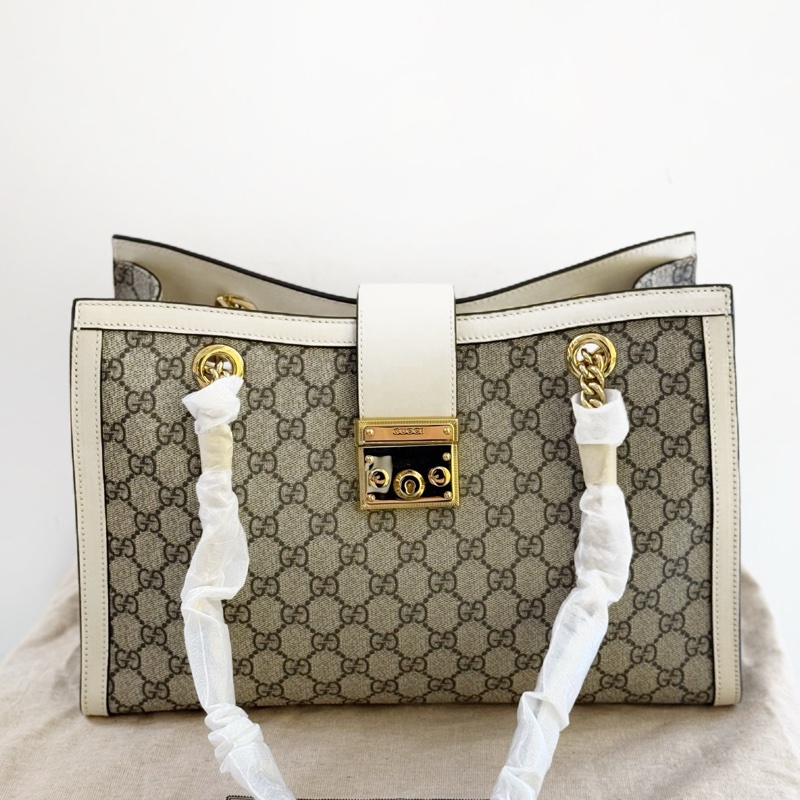 【閒置新】GUCCI/古馳 Padlock系列中號 鏈條包 白金配色-6